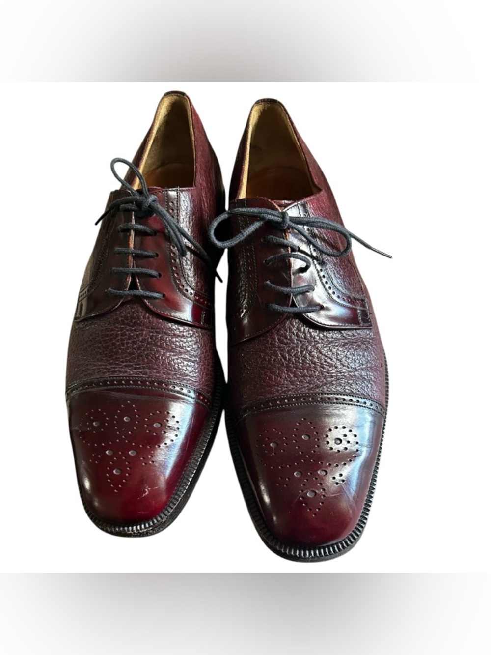 Moreschi Oxford Brogue Cap Toe Shoes Men’s Size 9.5 Rich Burgundy